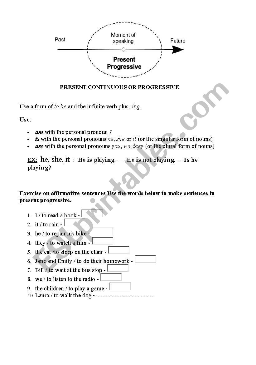 present continuous worksheet