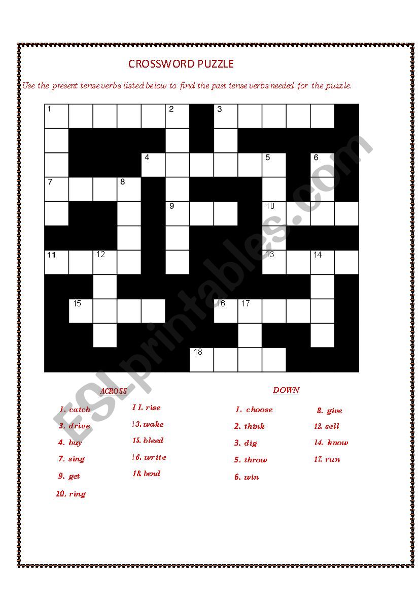 CROSSWORD PUZZLE worksheet