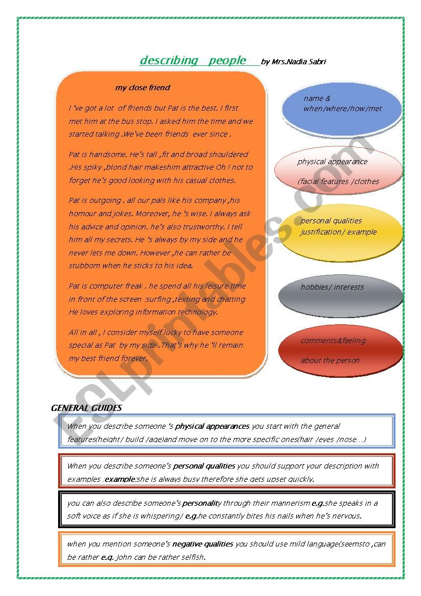 describing people worksheet