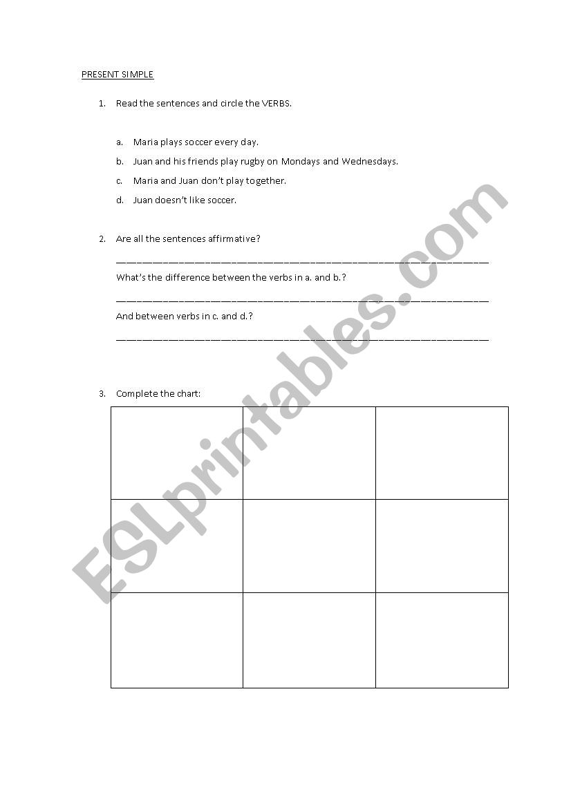 present simple worksheet worksheet