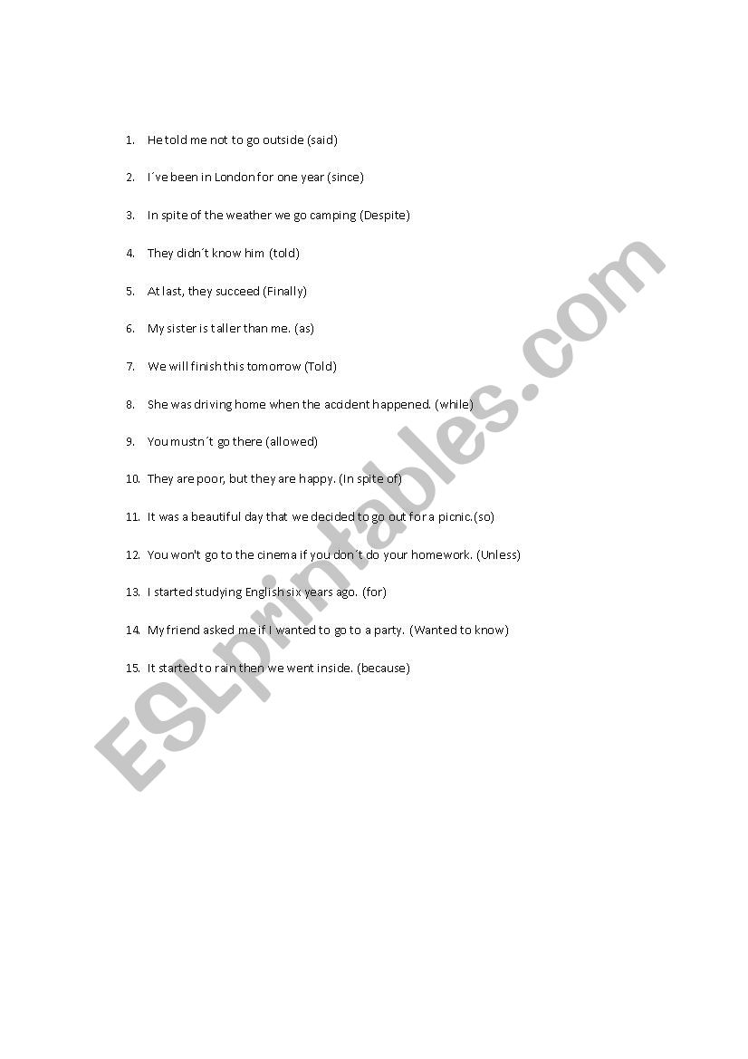 Parafrasing worksheet
