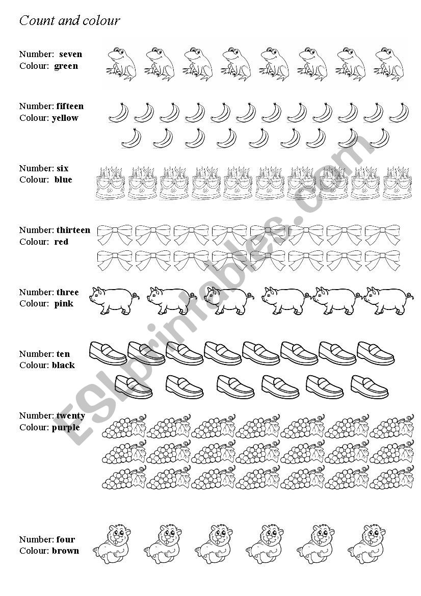 Count and colour worksheet