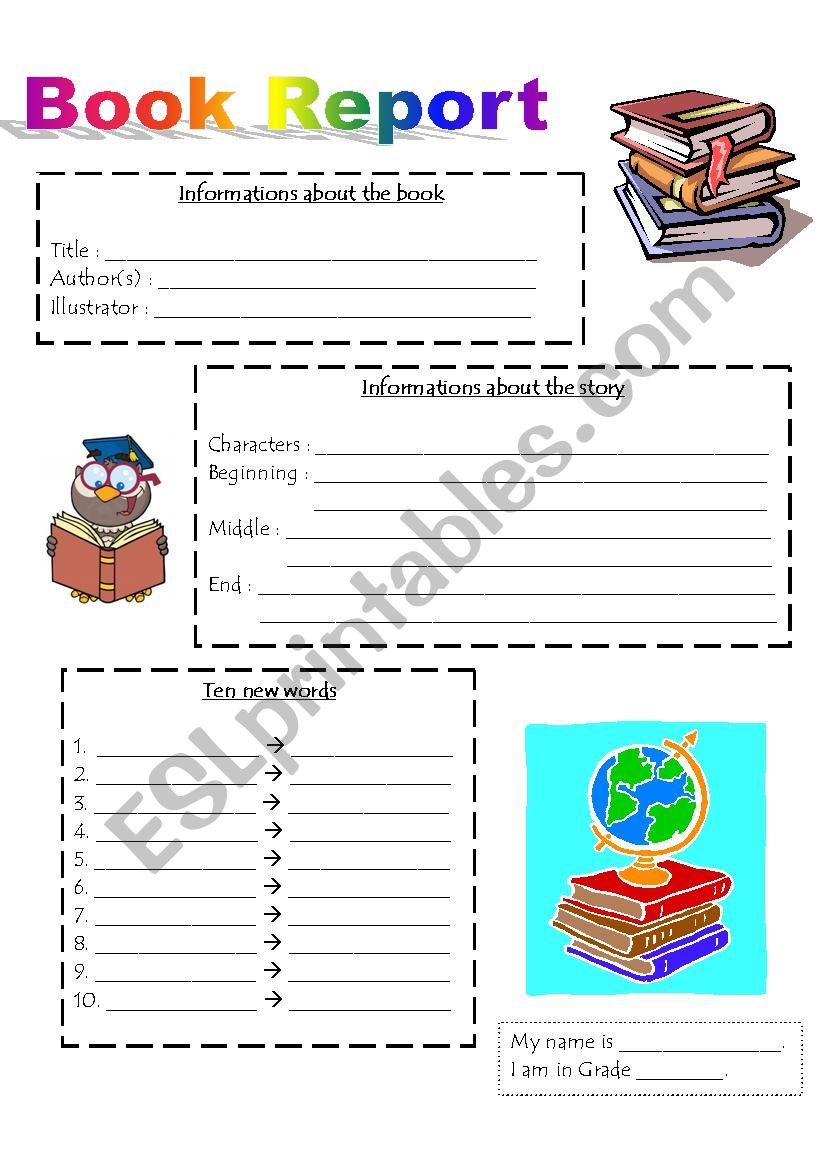 Book report worksheet