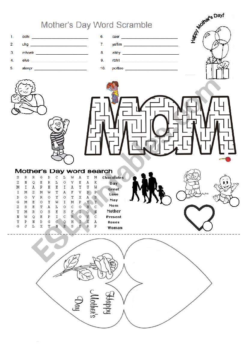 Mother´s day activities - ESL worksheet by MaryJB