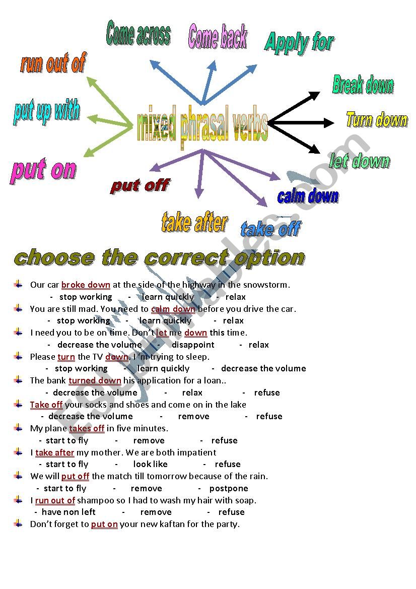 mixed phrasal verbs worksheet