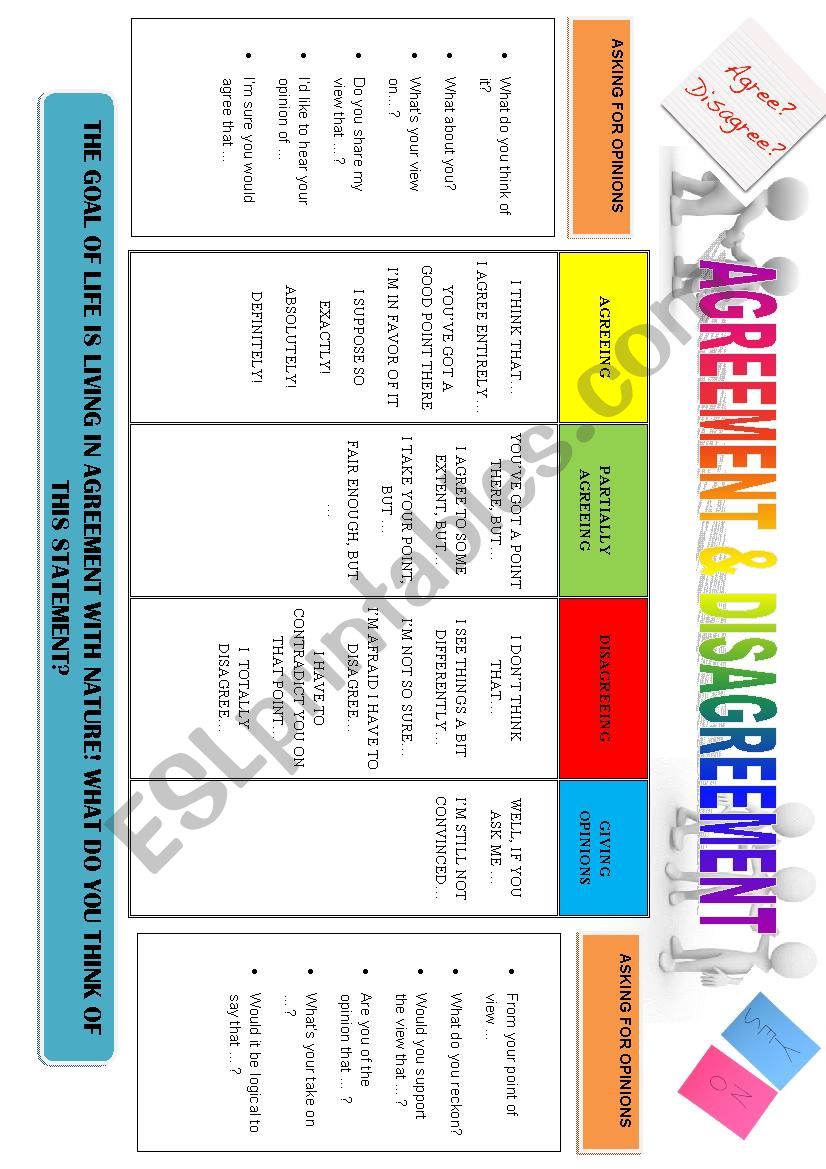 AGREEMENT AND DISAGREEMENT worksheet