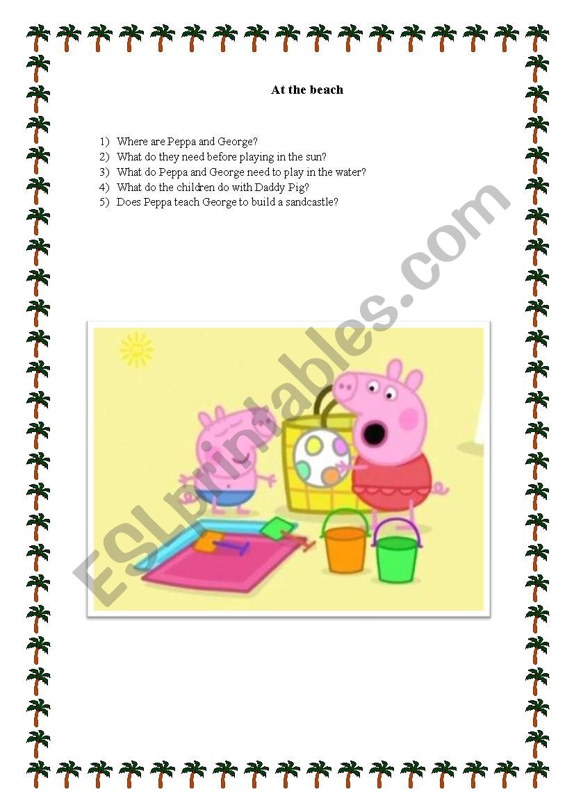 Peppa Pig cartoon worksheet