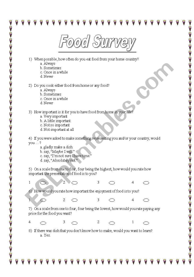 Food Survey worksheet