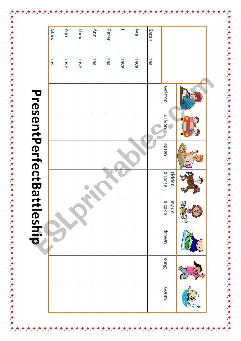 Present Perfect Battleship Game