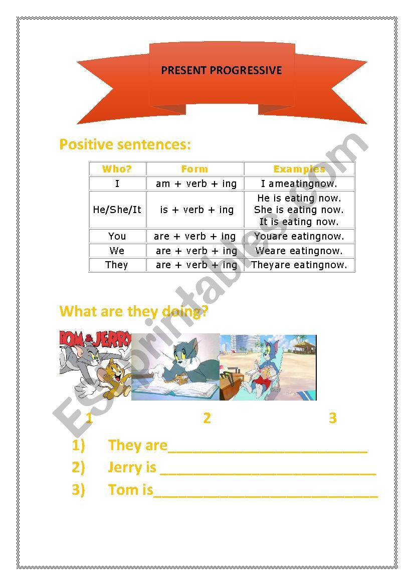 Present Continuous -  positve sentences part 1