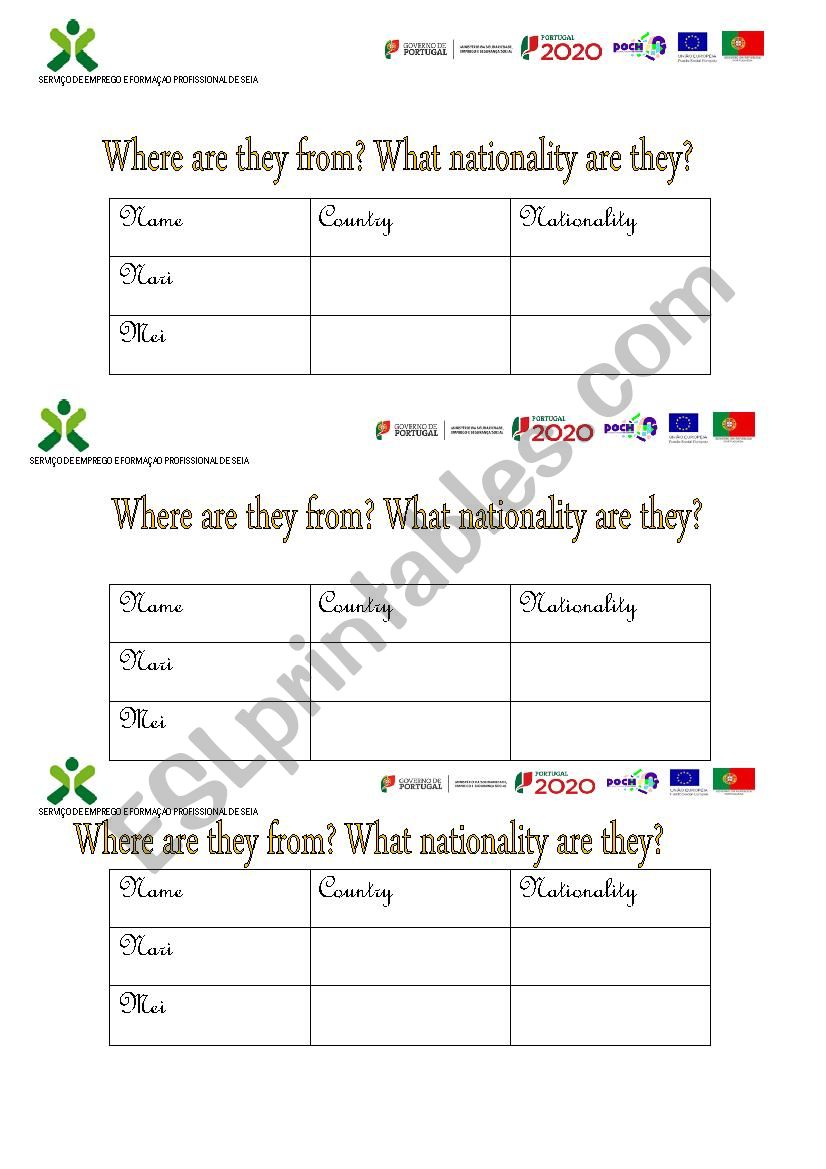 Where are you from? worksheet