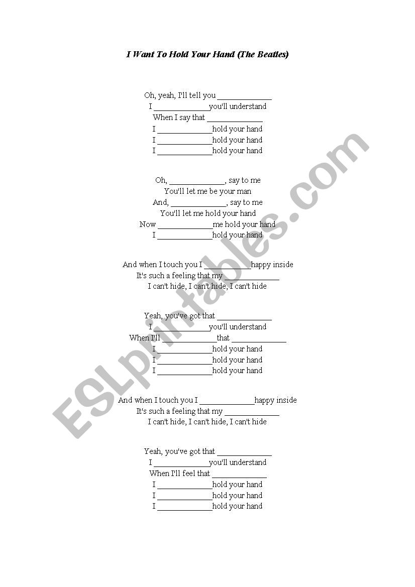 I want to hols yout hand worksheet