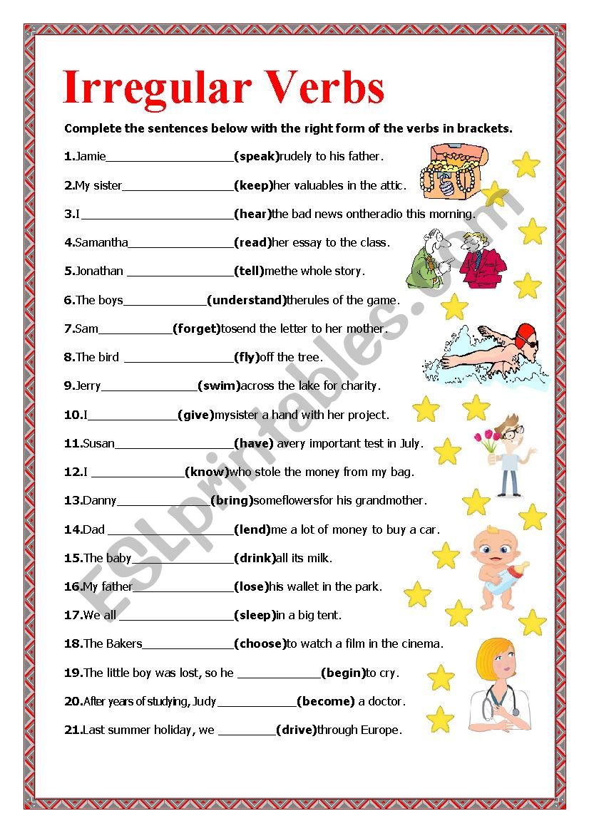 Past Tense Irregular Worksheet