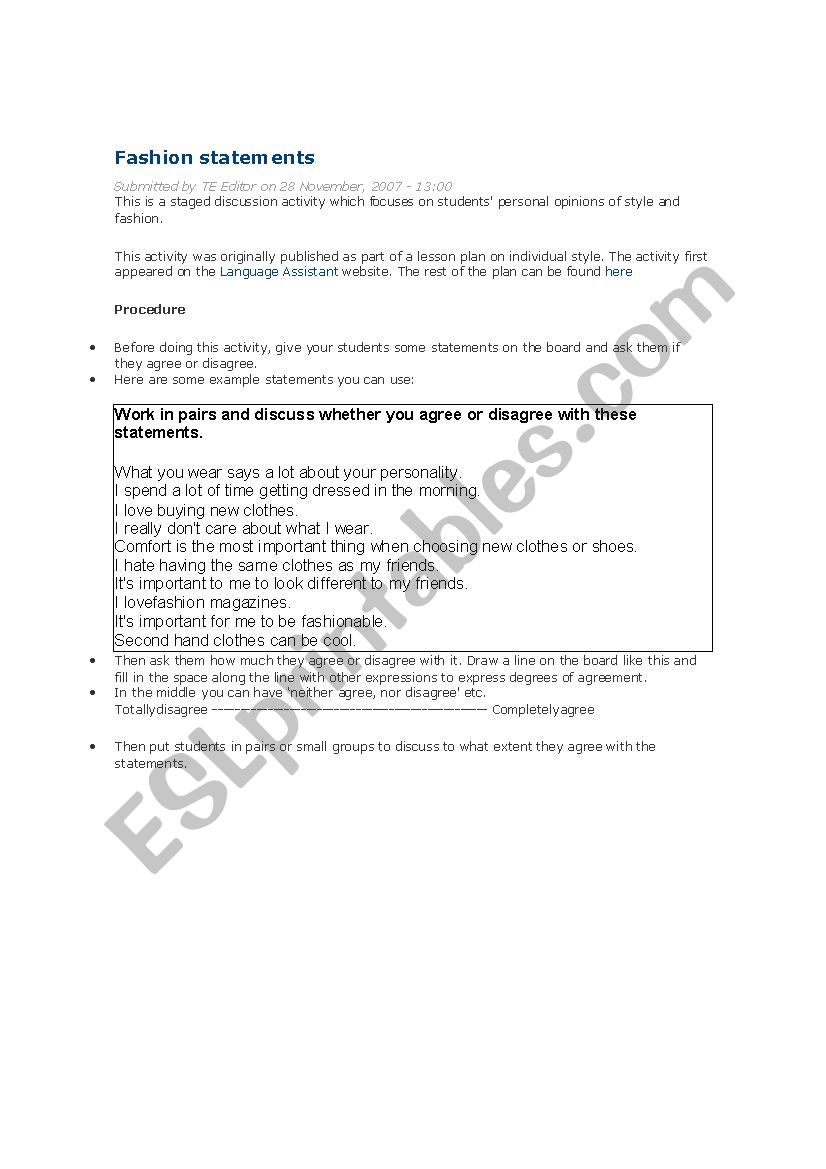 fashion worksheet