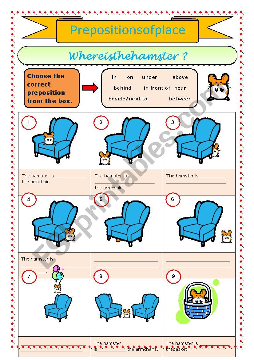 Prepositions of place worksheet