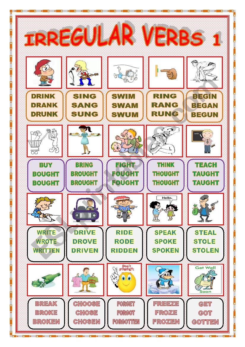 IRREGULAR VERBS - POSTER 1 worksheet