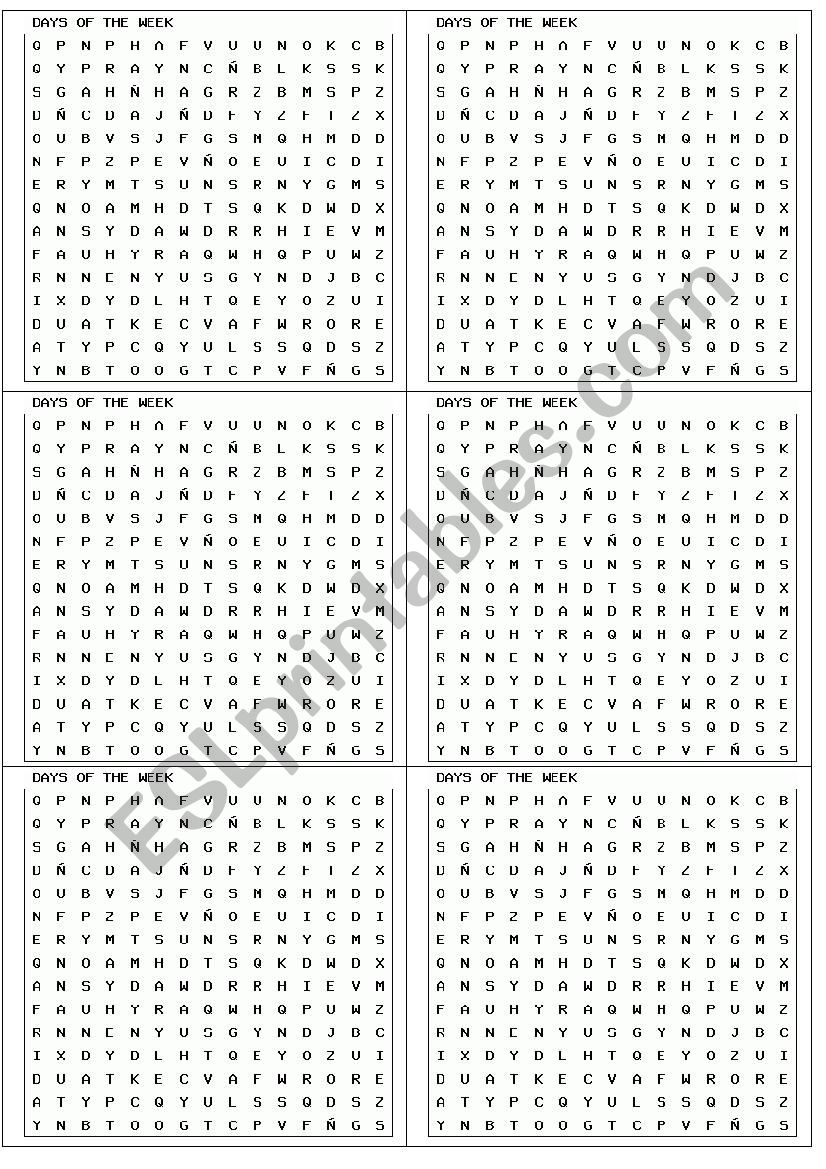 DAYS OF THE WEEK worksheet