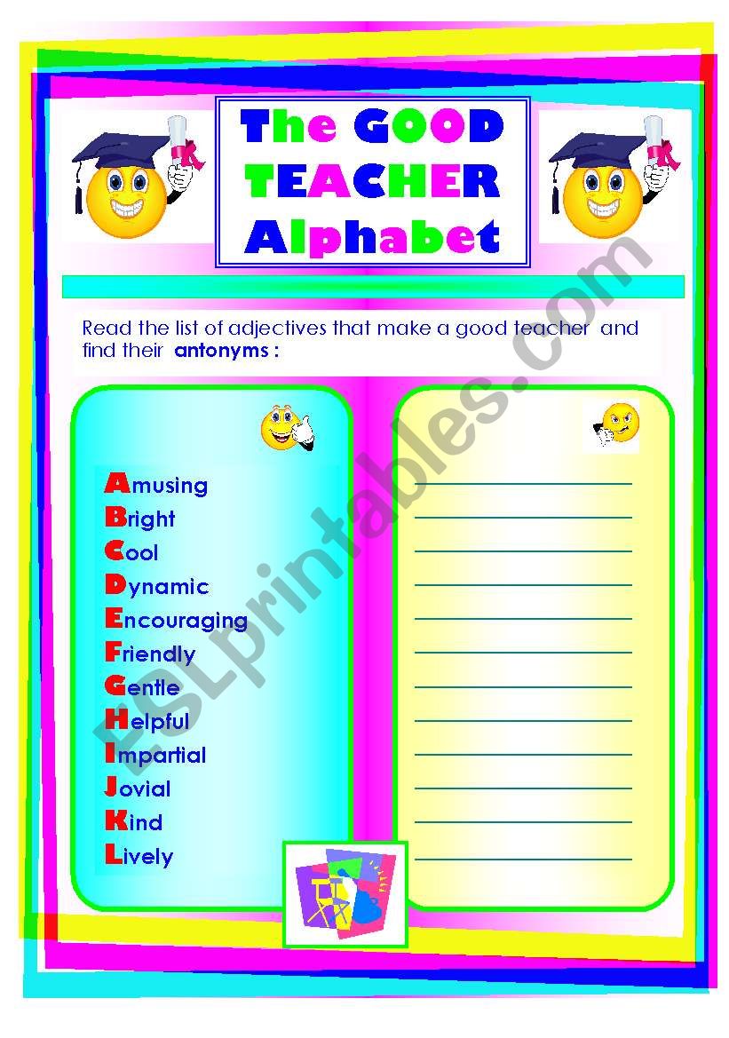 The good teacher alphabet worksheet