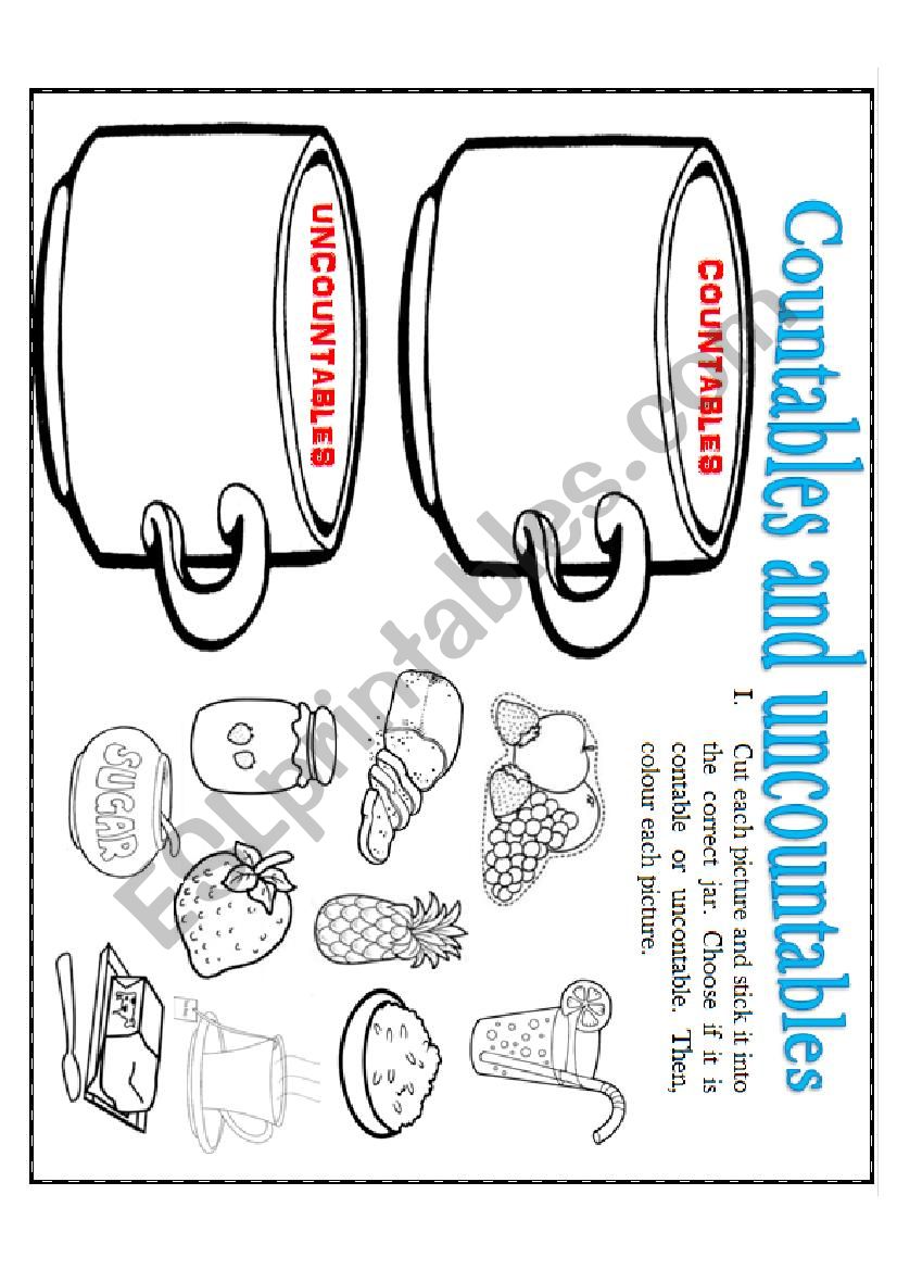 Countables and uncountables worksheet