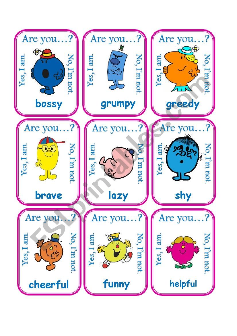 PERSONALITY GO FISH worksheet