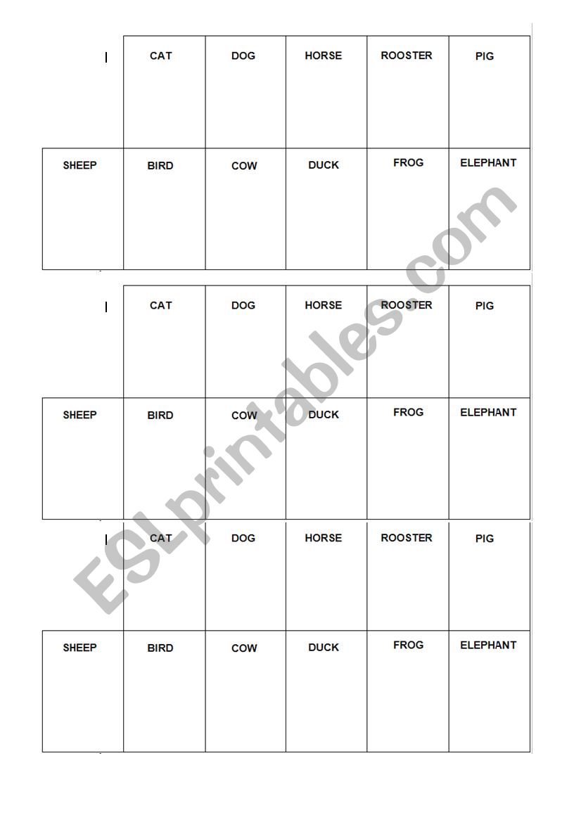 animals sound worksheet