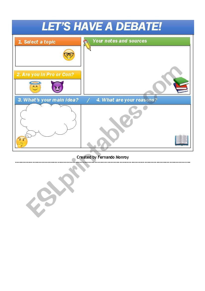 Debate Chart worksheet