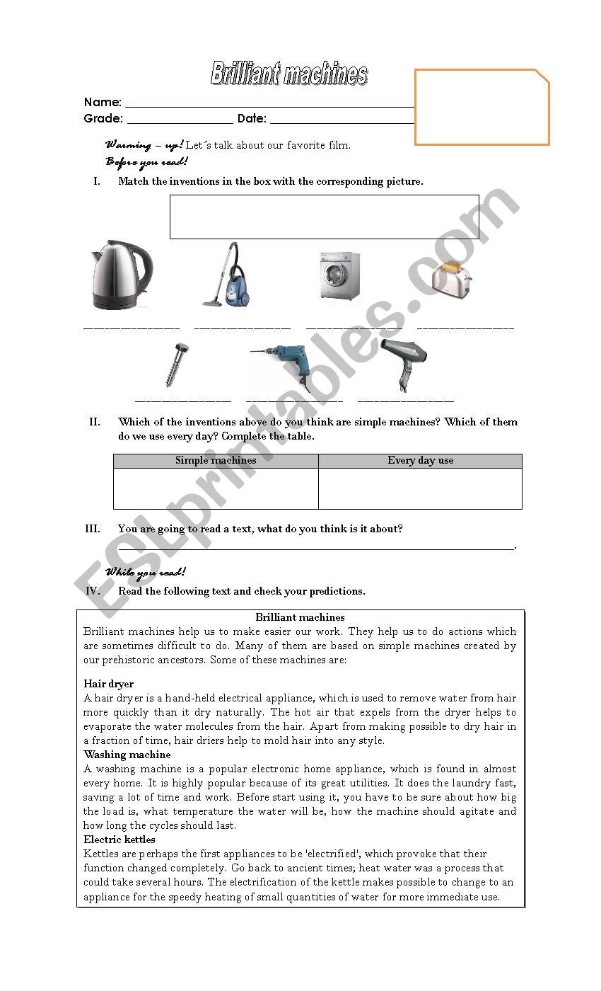 brilliant machines worksheet