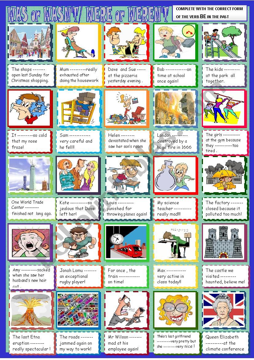 Was , wasnÂ´t, were, werenÂ´t :BE in the past 