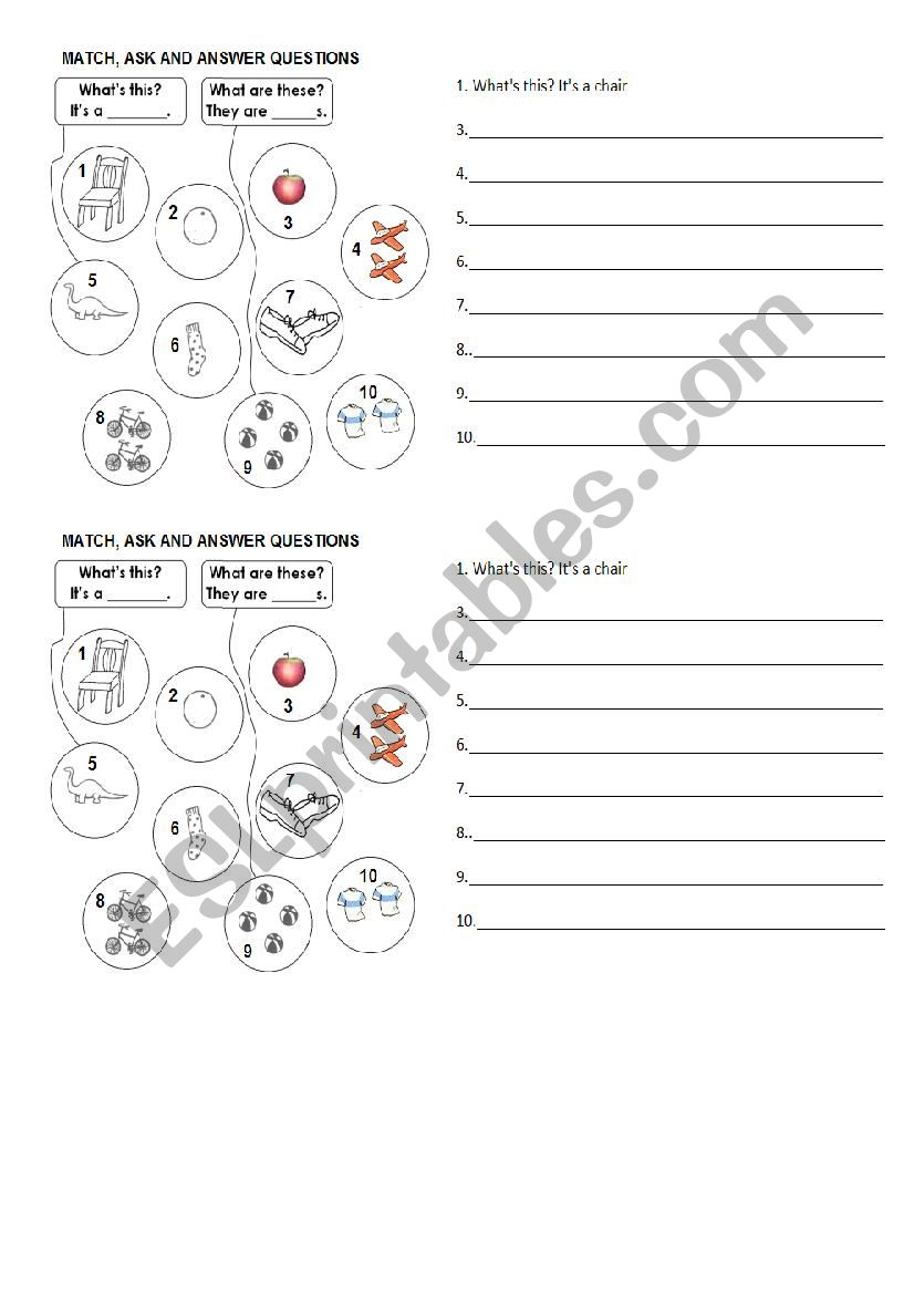 Match, ask and answer worksheet