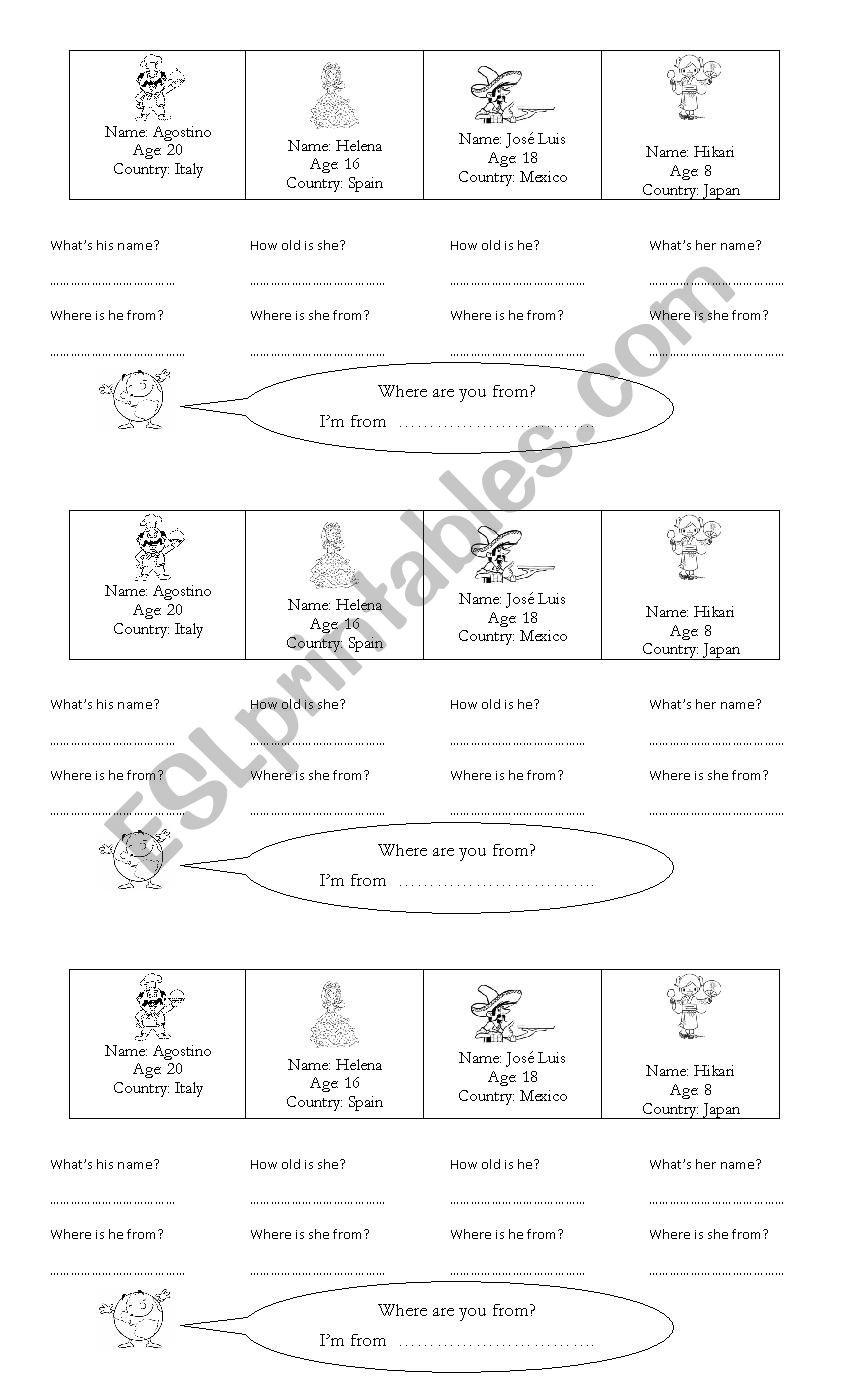 Where are you from? worksheet