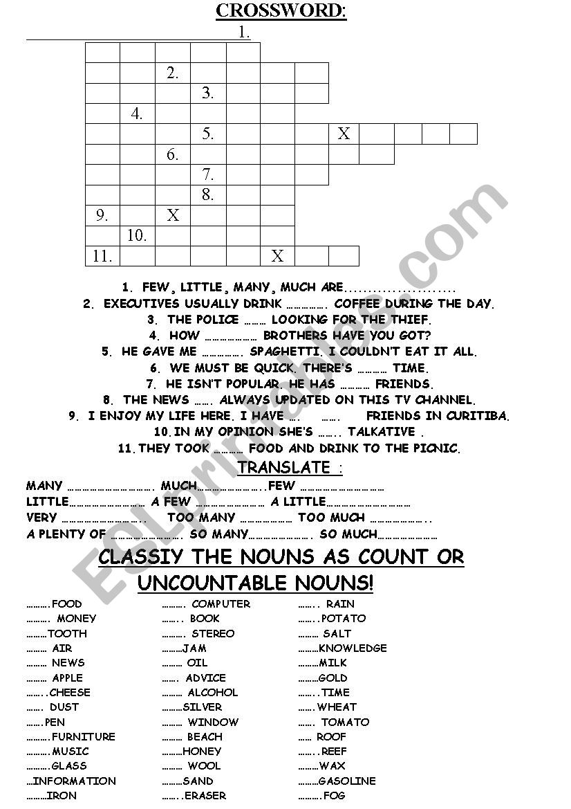 COUNTABLE AND UNCOUNTABLE NOUNS