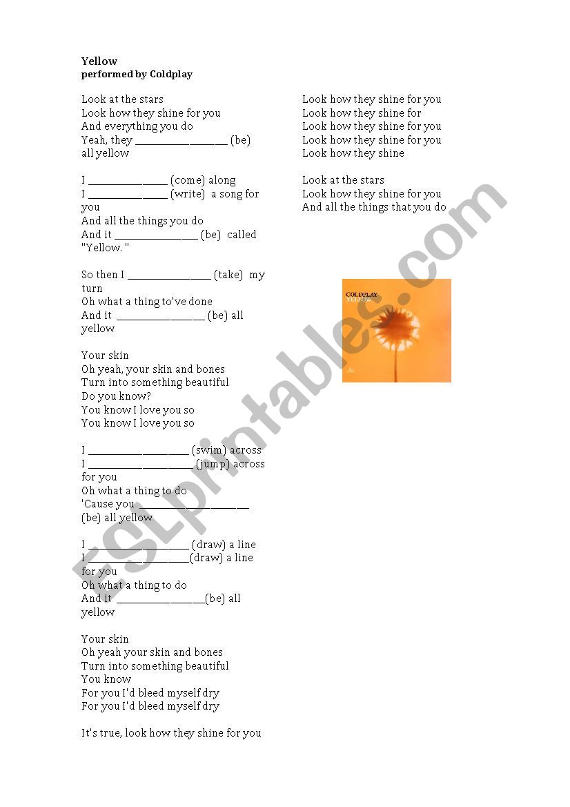 Song activity worksheet