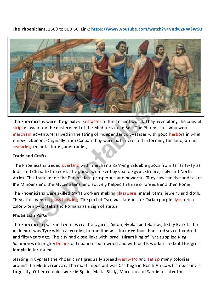 The Phoenicians worksheet