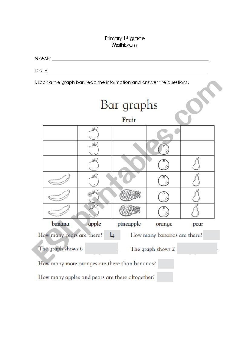 Math exam worksheet