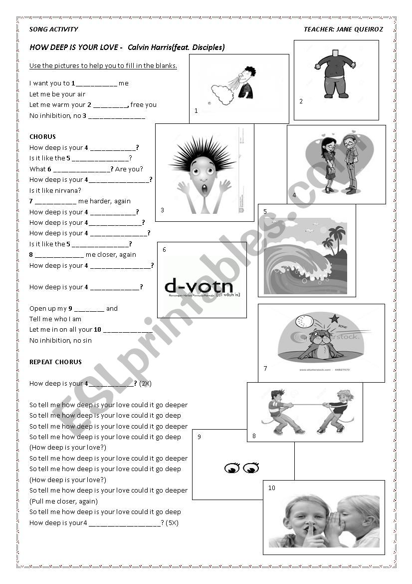 How deep is your love? worksheet