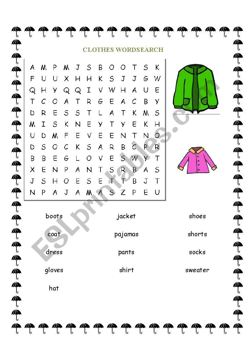 clothes worksheet