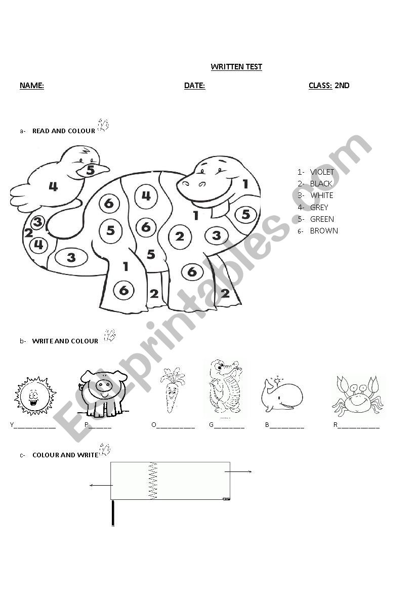 COLOURS worksheet