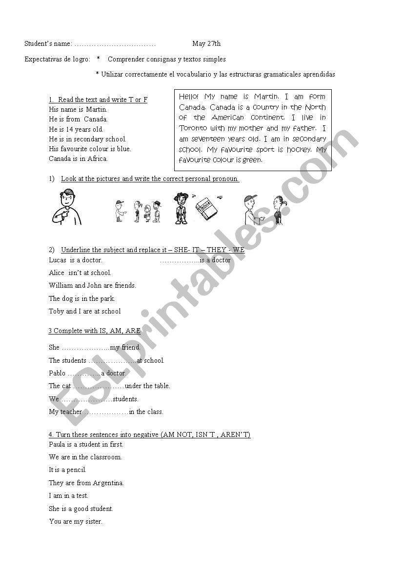 VERB TO BE AND PERSONAL PRONOUNS