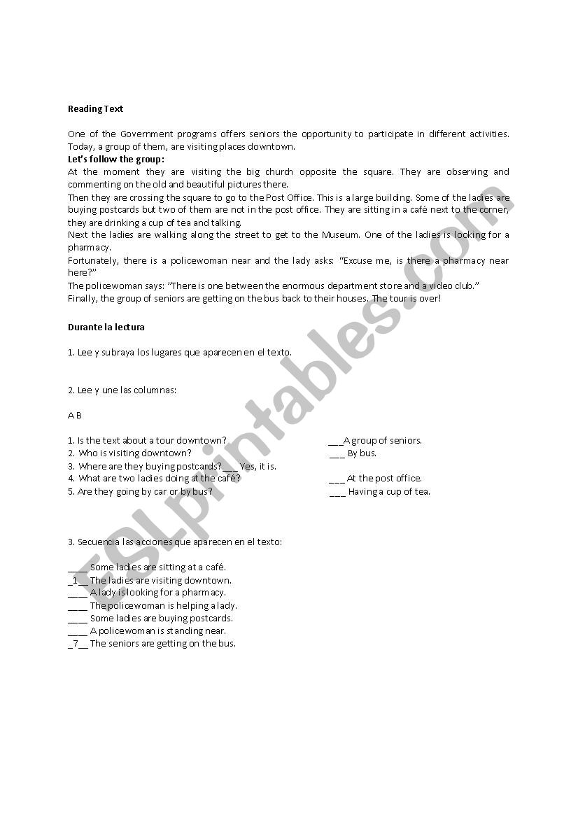 Present continuous reading worksheet