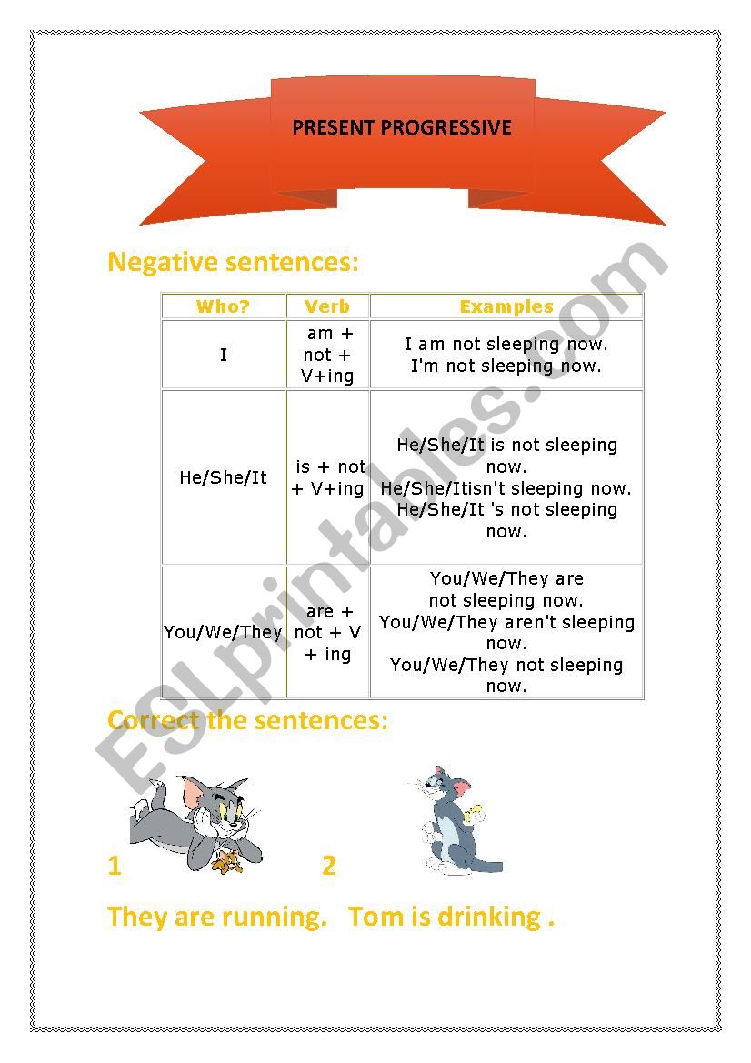 Present Continuous Negative Sentences Part 2 ESL Worksheet By Kamichka