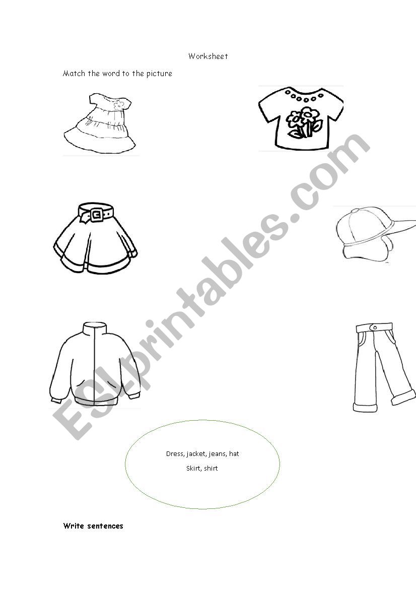 clothes  worksheet