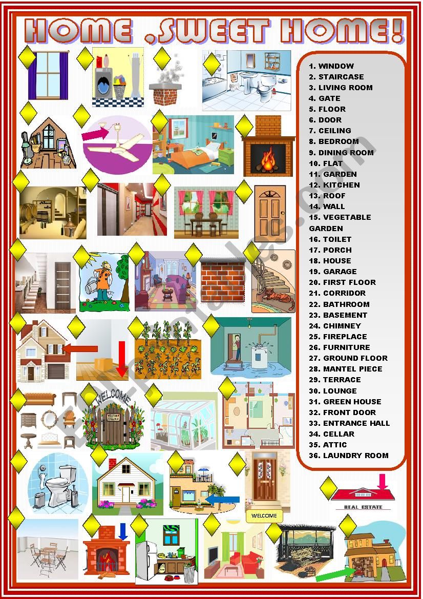 House : matching activity worksheet