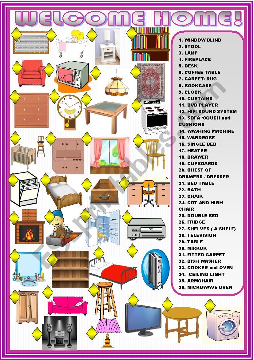 furniture :matching activity. worksheet