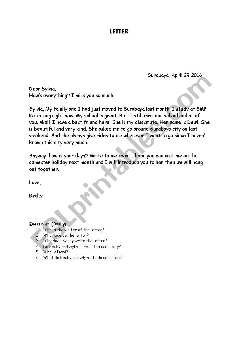 letter worksheet