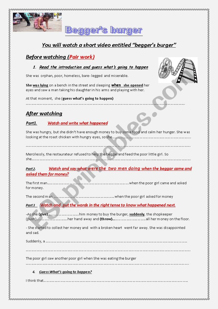 beggerÂ´s burger worksheet