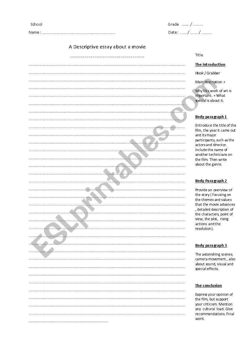 essay format for writing a descriptive essay 