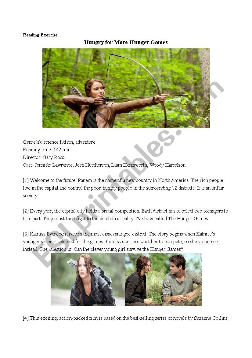 Hunger Games Film Review worksheet