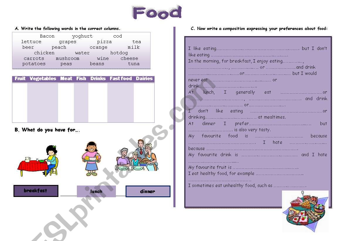 Food worksheet