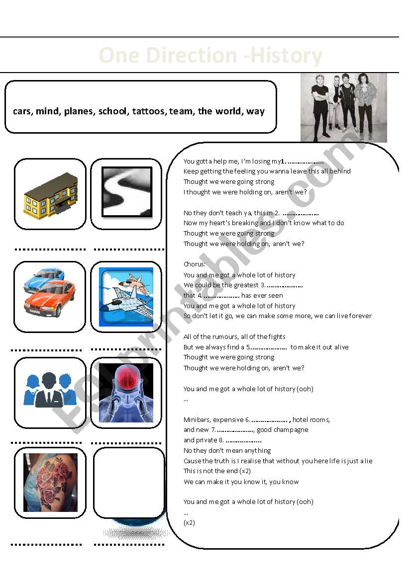 One Direction - History worksheet