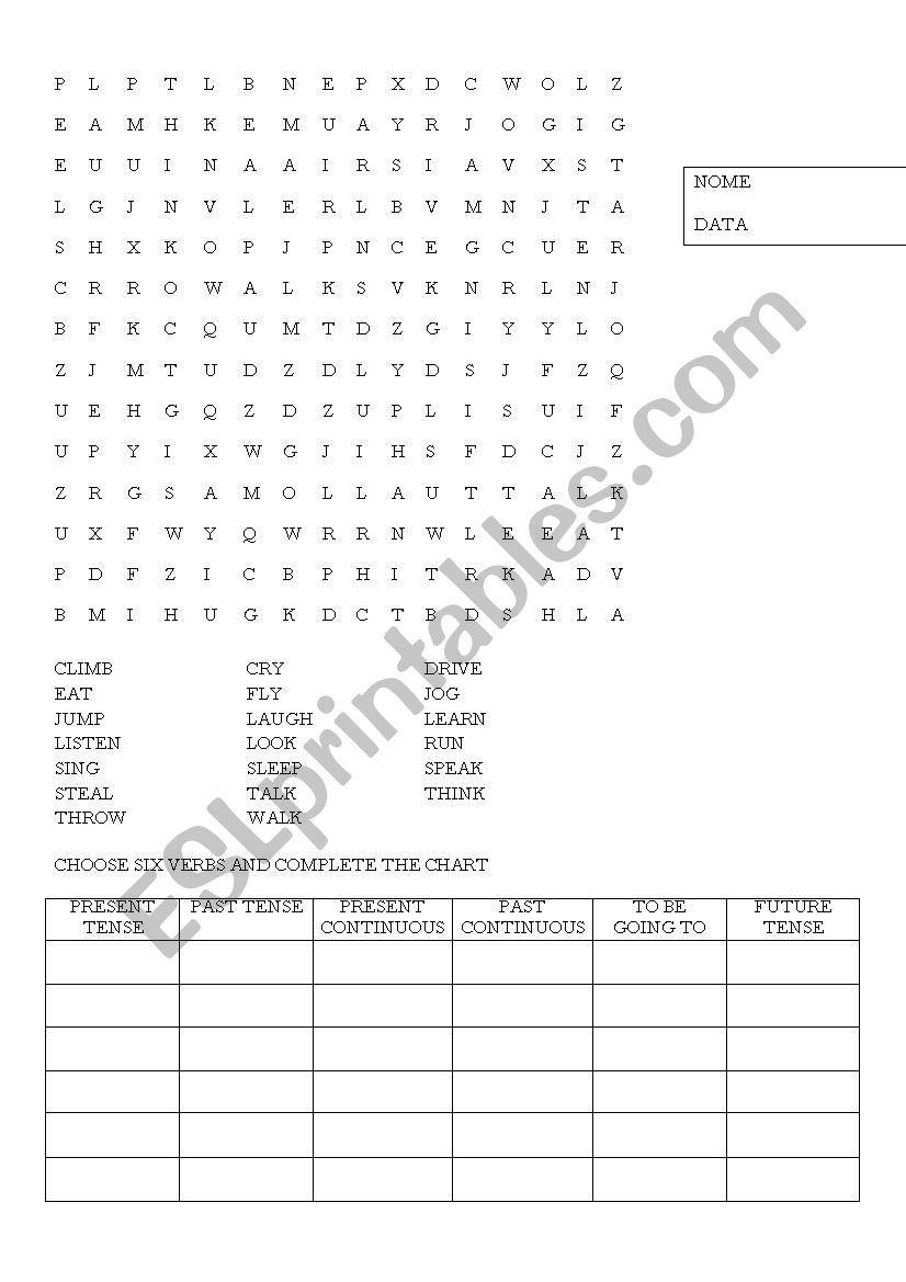 Verbs worksheet